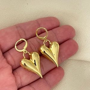 18k Gold Plated Heart Huggie Earrings